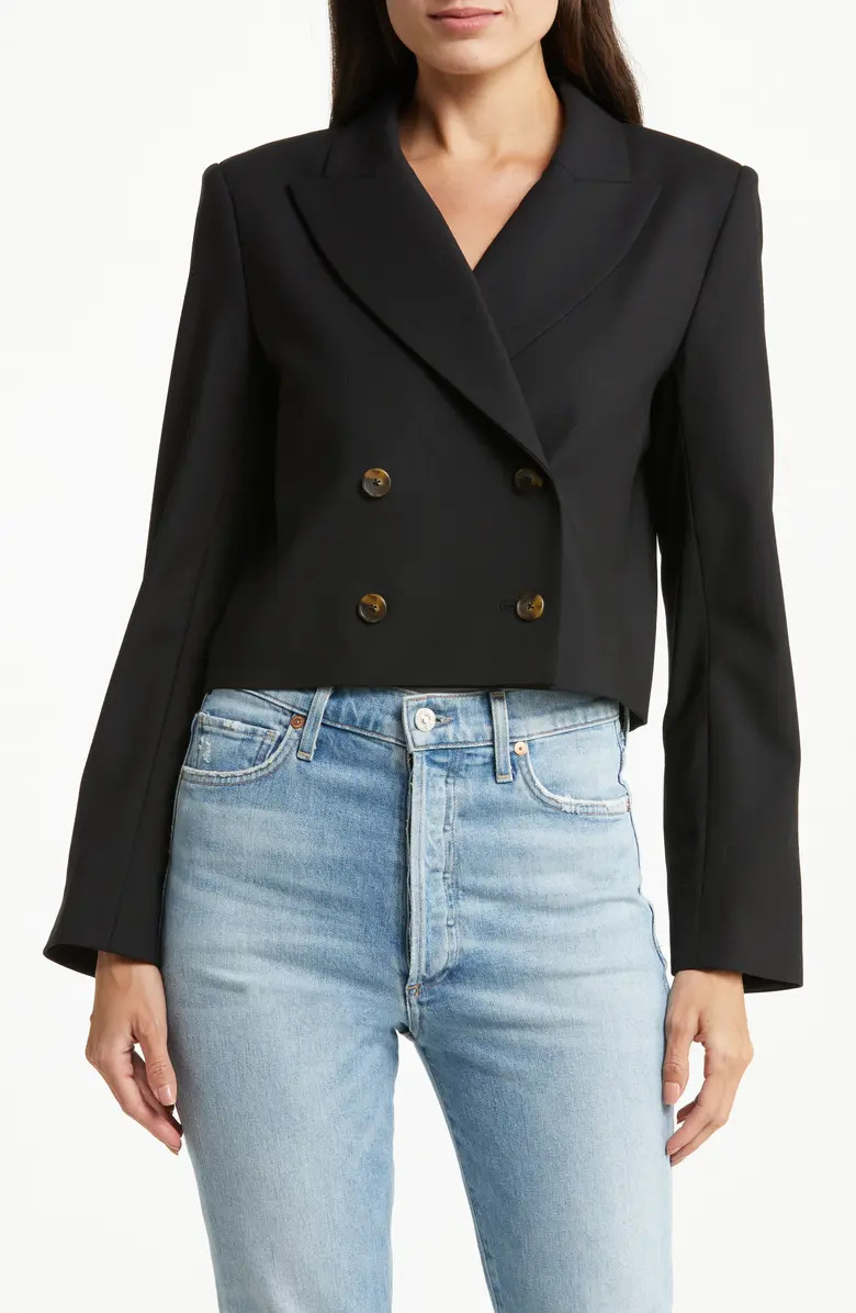 TWP Perfect Waiter Double Breasted Stretch Wool Crop Blazer | Nordstrom | Nordstrom