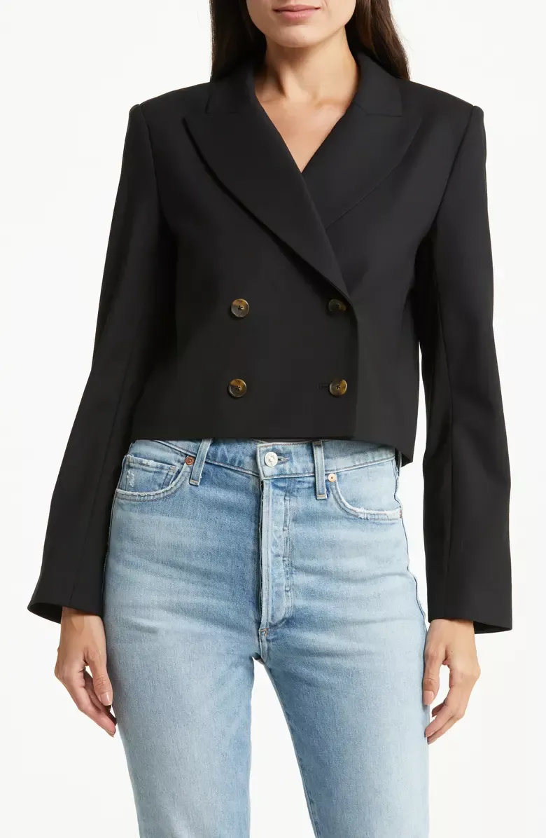 S LUKKC LUKKC Two Piece Outfits for Women, Double Breasted Blazer