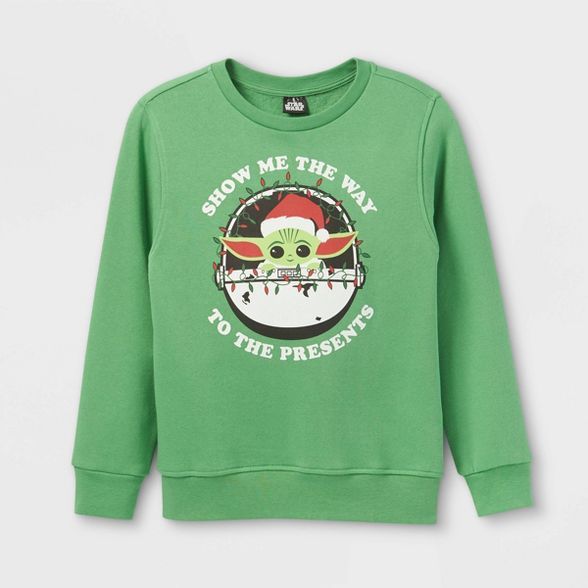 Kids' Star Wars Baby Yoda Fleece Pullover Sweatshirt - Green | Target