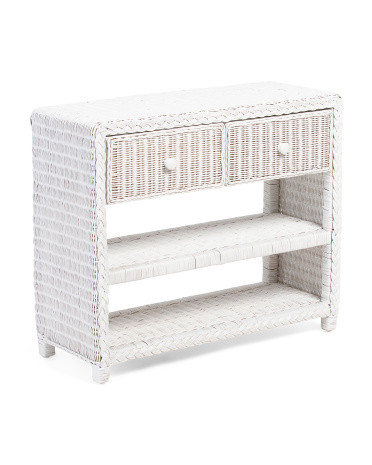 27in Two Drawer Rattan Wicker Nightstand | Marshalls