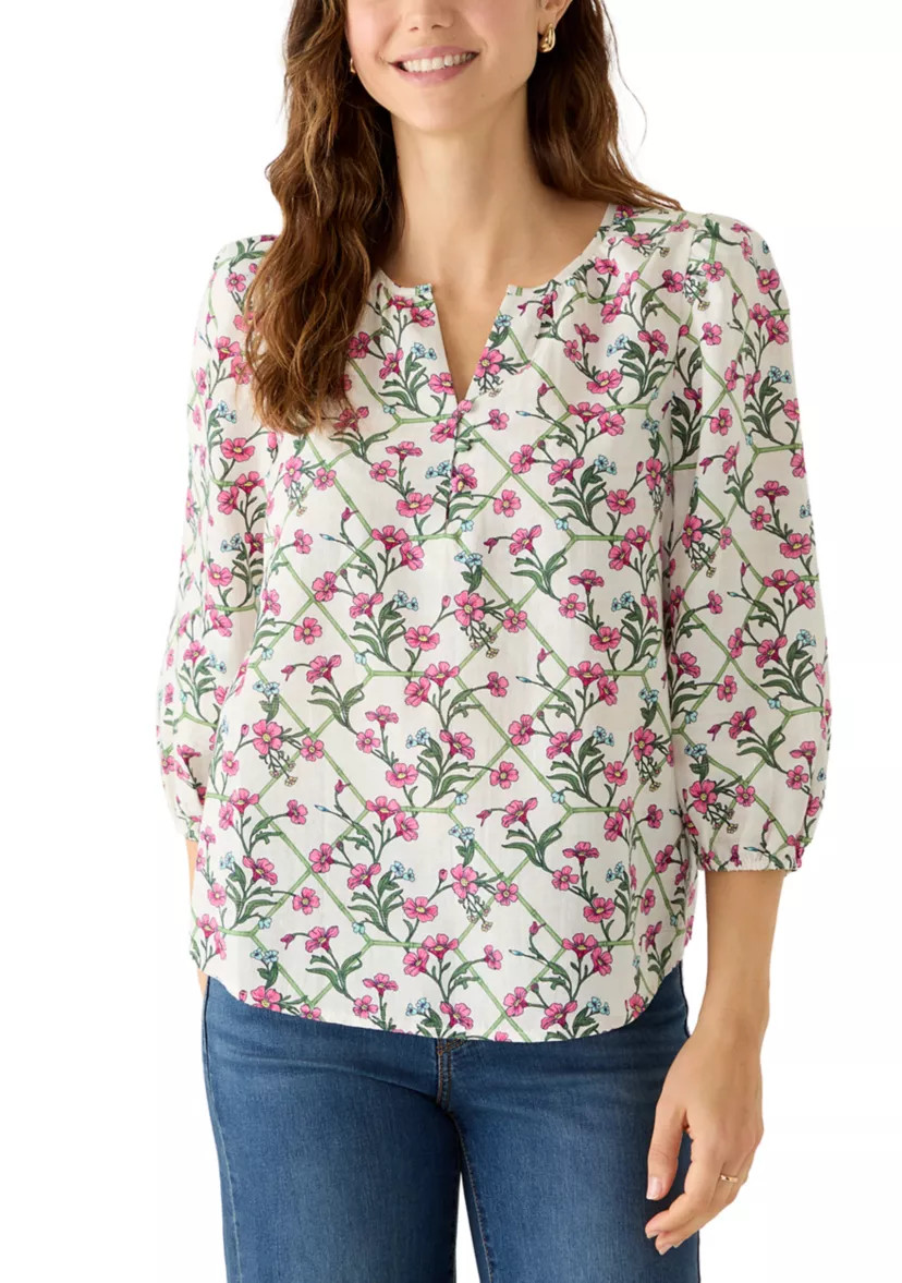 Women's Button Front Peasant Top | Belk