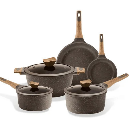 Carote Nonstick Granite Cookware Sets, 8Pcs Brown Pots and Pans, Induction Kitchen Cooking Set | Walmart (US)
