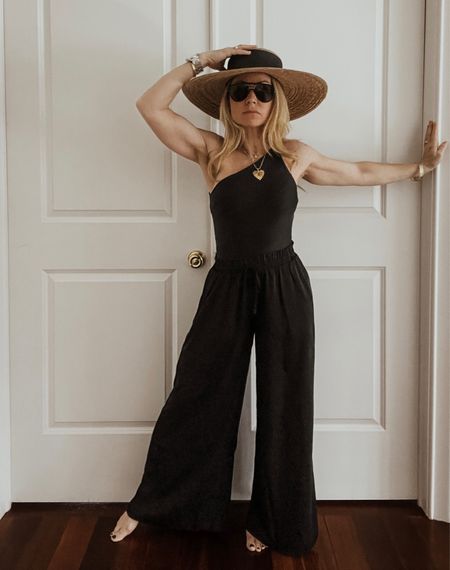 Spring break ready with my favorite one piece black bathing suit and matching coverup palazzo pants. Use code JOANNAJS10 for $10 towards your purchase  

#LTKunder100 #LTKswim #LTKSeasonal