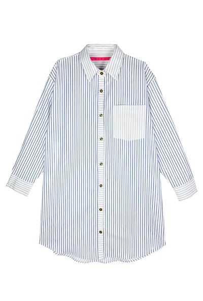 BURU x Megan Stokes Boyfriend Shirtdress - Blue Stripe | Shop BURU