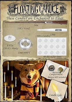 Floating Candles with Wand, Halloween Decoration 20 PCs Magic Hanging Candles, Flickering Warm Li... | Amazon (US)