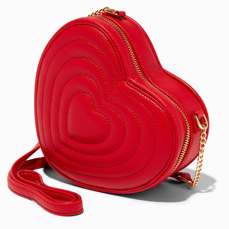 Quilted Red Heart Crossbody Bag | Claire's (US)