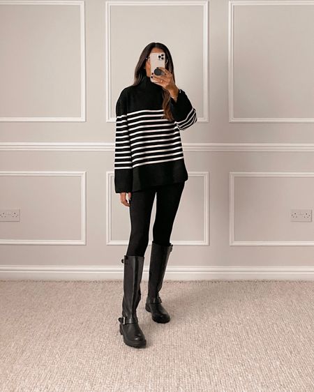 Black stripe jumper
Wearing size small

High waisted leggings
Wearing XS

Boots
Mine are old from H&M but linking similar for you by them too xxx

 

#LTKstyletip #LTKunder100 #LTKeurope