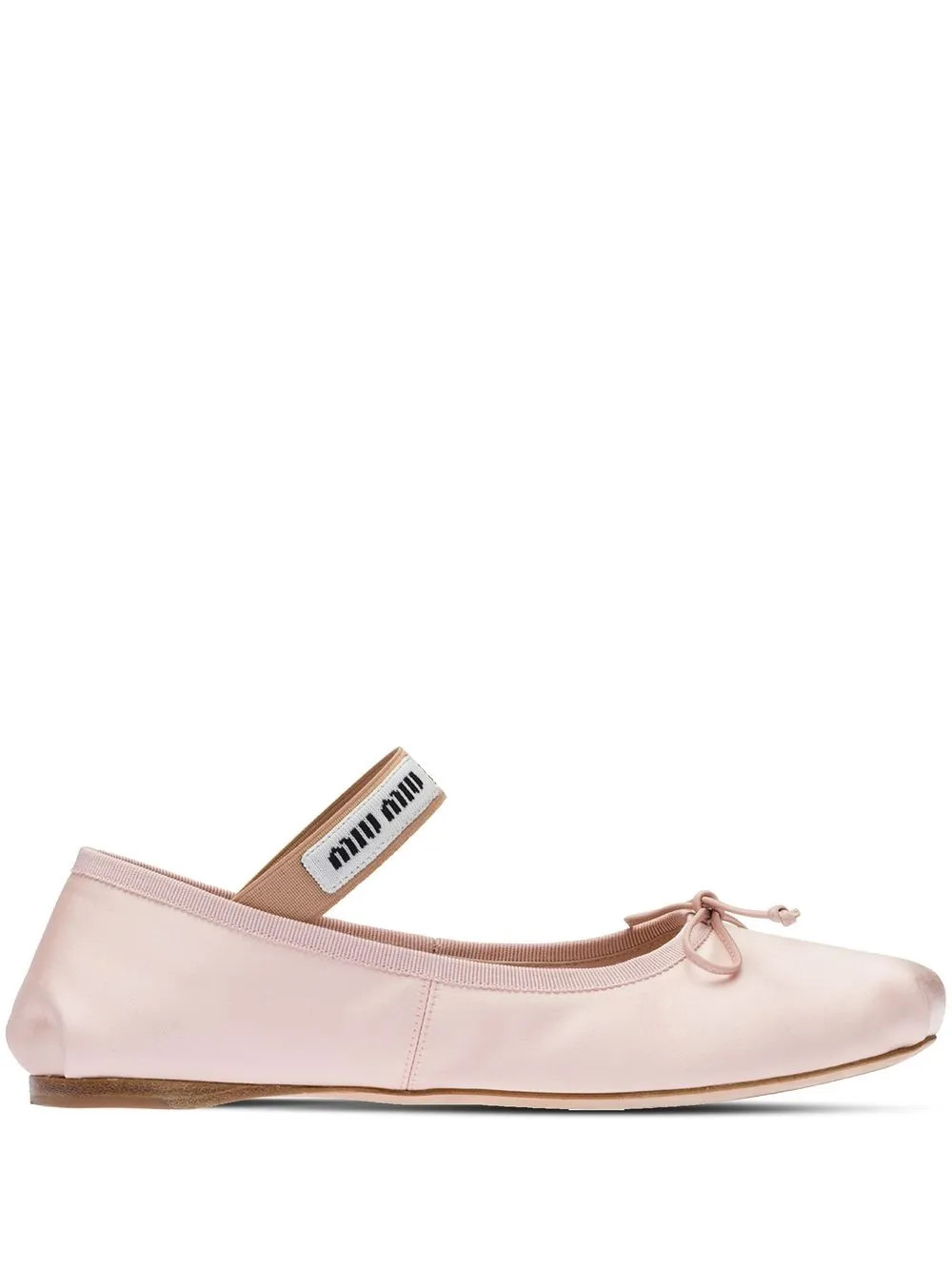 Miu Miu Logo Strap Ballet Flats - Farfetch | Farfetch Global