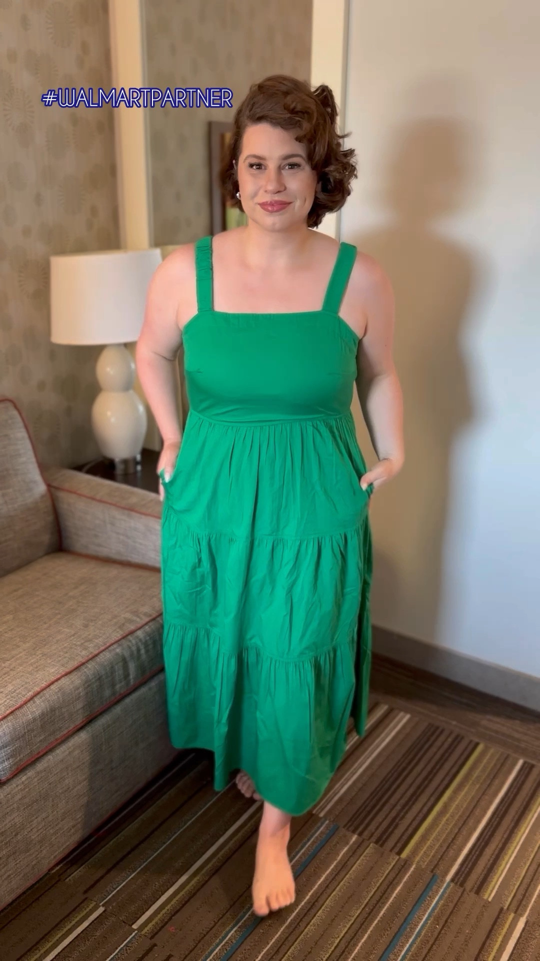 Wearing  a large (12) with room in this fabulous green summer dress. Also linked a few other gorgeous green options for summer, work, weddings and more! #walmartpartner #walmartfashion @walmart @walmartfashion

#LTKVideo #LTKMidsize #LTKStyleTip