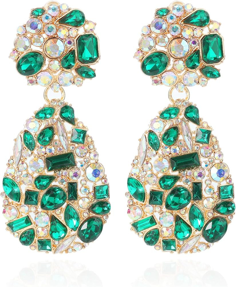 ATIMIGO Rhinestone Teardrop Dangle Earrings Trendy Crystal Drop Statement Earrings hypoallergenic... | Amazon (US)