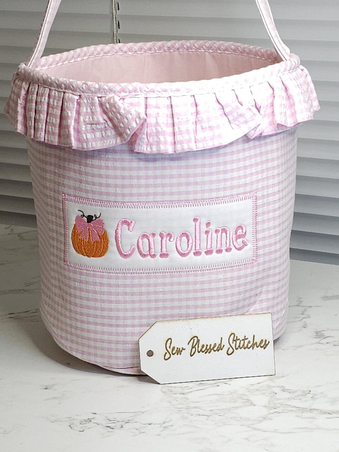 Personalized Pink Ruffle Halloween Treat Bucket - Etsy | Etsy (US)
