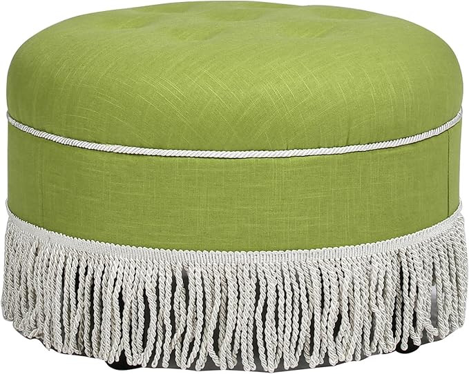 Jennifer Taylor Home, Ottoman, Hand Tufted w/Cord & Fringe Trim (Bright Chartreuse Linen Cotton B... | Amazon (US)