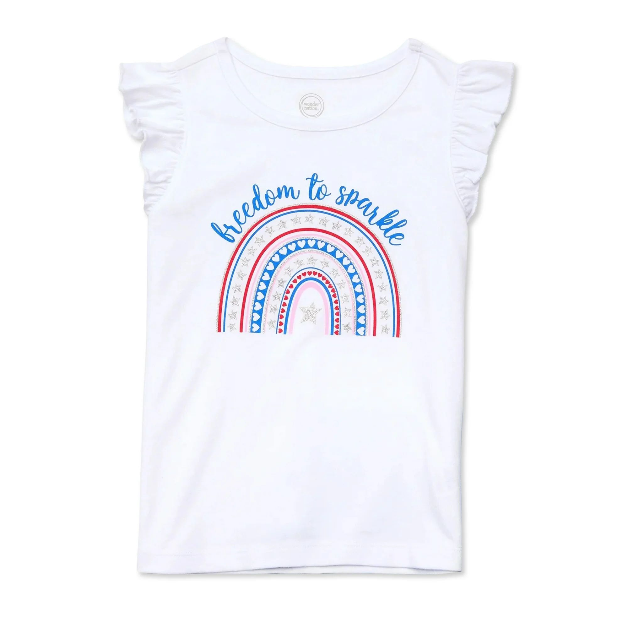 Wonder Nation Girls Rainbow Ruffle Tank, Sizes 4-18 | Walmart (US)