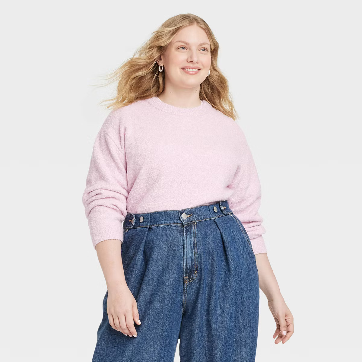 Women's Oversized Crewneck Pullover Sweater - Universal Thread™ Pink 2X | Target
