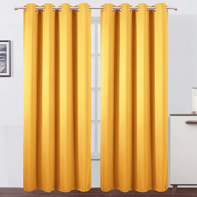 LEMOMO Yellow Blackout Curtains/52 x 108 Inch/Set of 2 Panels Thermal Insulated Room Darkening Cu... | Amazon (US)