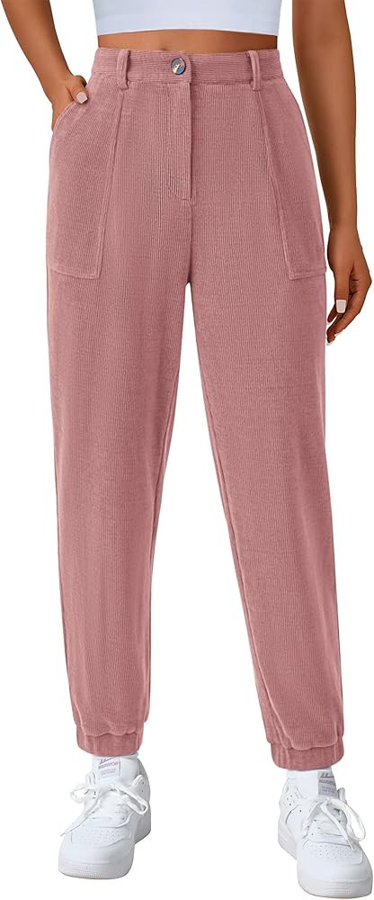 PRETTYGARDEN Women's Pants Dressy Casual 2025 Fall Elastic High Waisted Work Office Corduroy Trou... | Amazon (US)