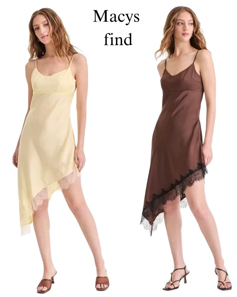 Asymmetrical lace silk dress, butter yellow, brown, date night, spring, summer, party.

#LTKootd