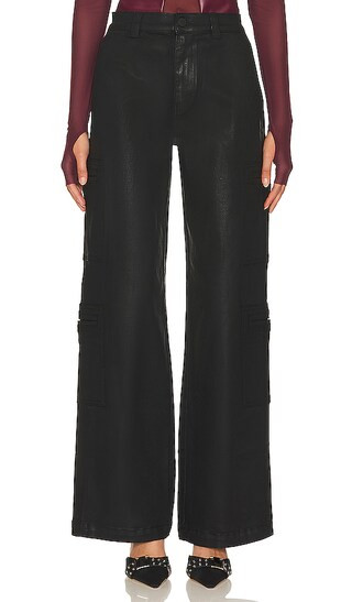 High Rise Welt Pocket Cargo Wide Leg in Coated Black Beauty | Revolve Clothing (Global)