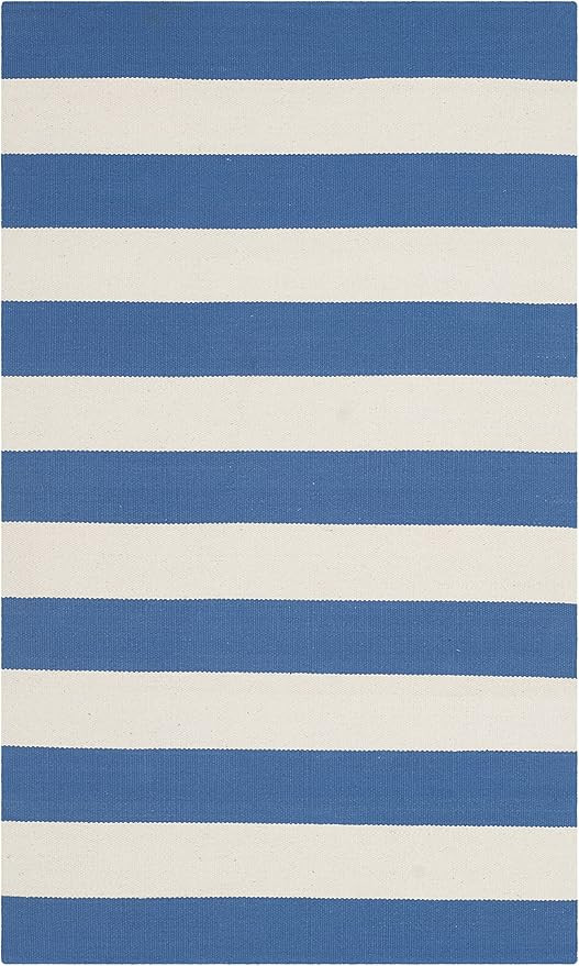 SAFAVIEH Montauk Collection Accent Rug - 2'3" x 5', Blue & Ivory, Handmade Flatweave Cotton, Wove... | Amazon (US)