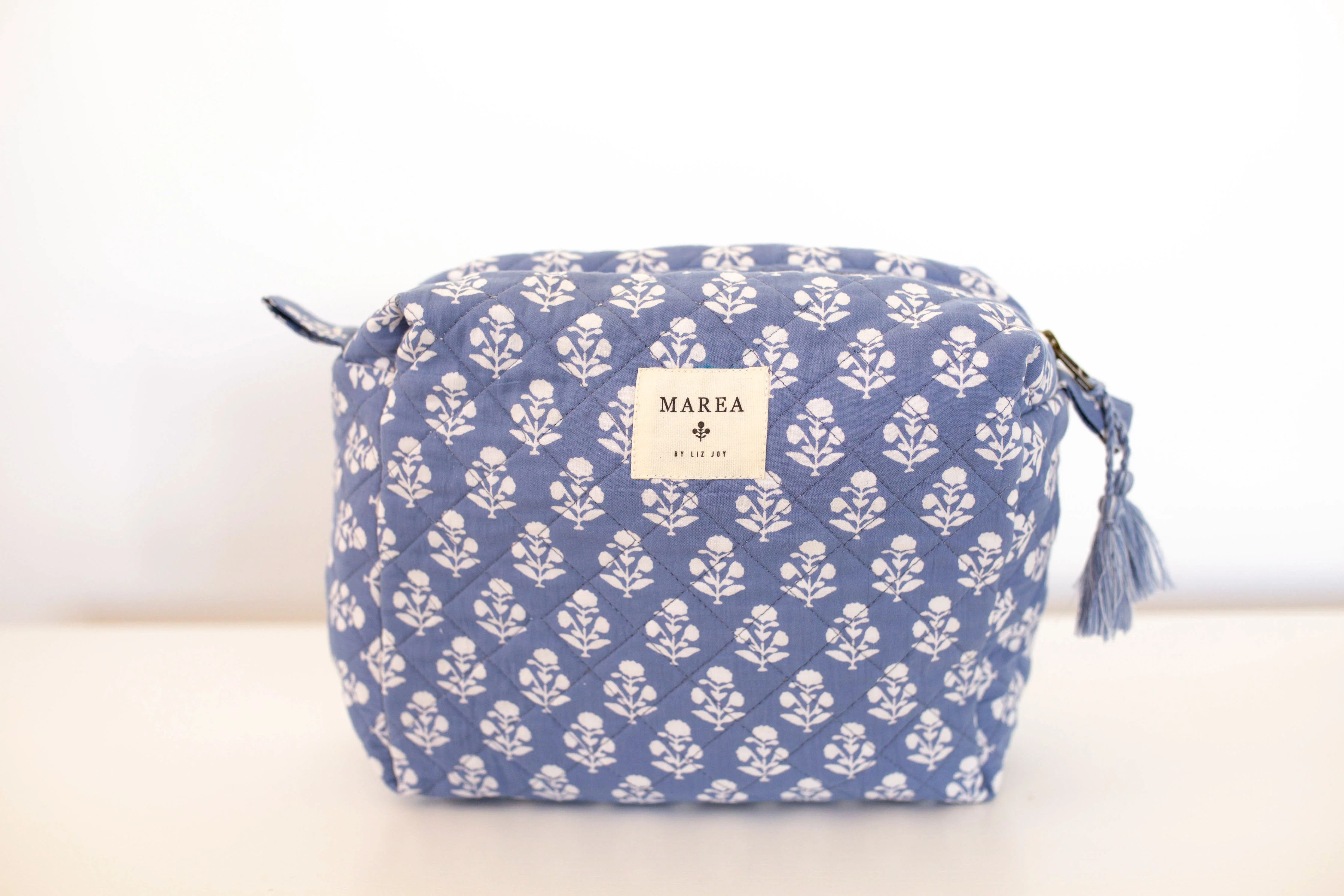 Quilted Makeup Bag - Indigo Mini Dandelion | Marea