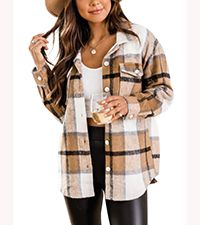 Tanming Womens Flannel Plaid Shacket Wool Blend Button Down Shirt Fall Fashion Jacket at Amazon W... | Amazon (US)