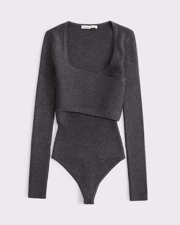Long-Sleeve LuxeLoft Wrap Bodysuit | Abercrombie & Fitch (UK)