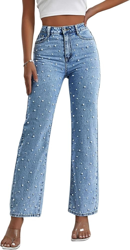 Kedera Women's High Waisted Jeans Boyfriend Baggy Wide Straight Leg Casual Denim Pants Trousers | Amazon (US)