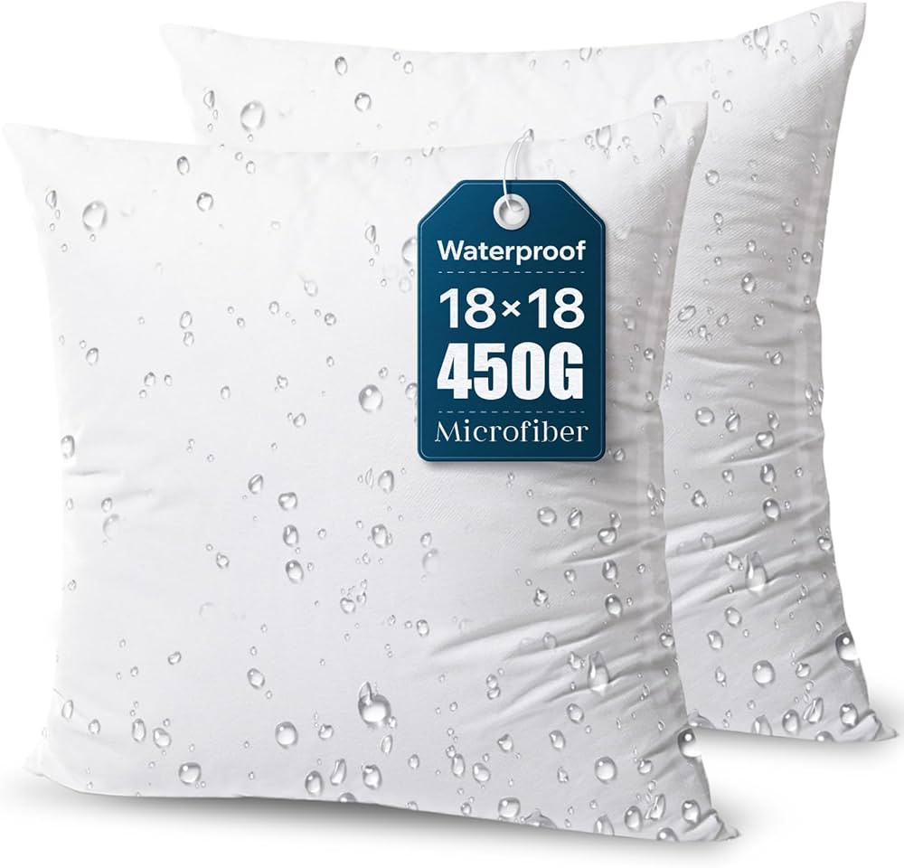 Phantoscope Premium Outdoor Pillow Inserts - Pack of 2 Square Form Water Resistant Polyester Thro... | Amazon (US)