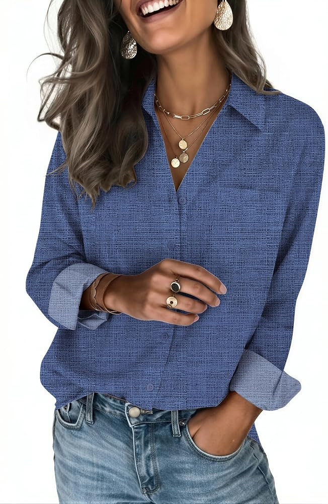 Zeagoo Blouses for Women Long Sleeve Button Down Shirts Dressy Casual Collared Tops Business Work Outfits | Amazon (US)