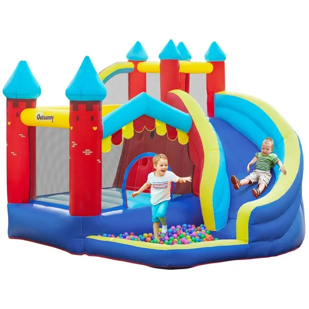 Outsunny 4 in 1 Inflatable Bounce House Kids Castle with Trampoline, Slide, Water Pool, Climbing ... | Walmart (US)