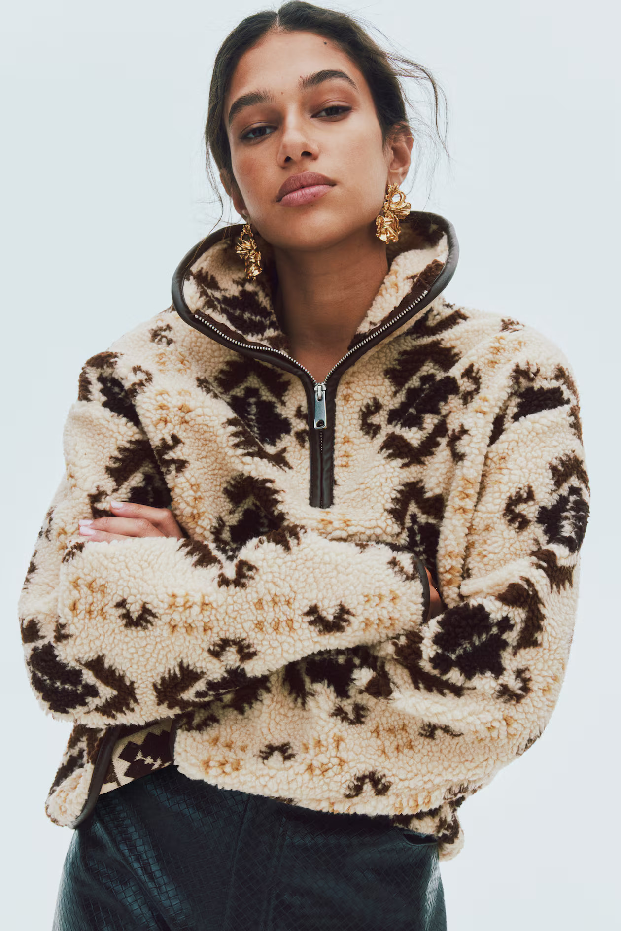 Half-Zip Teddy Fleece Sweatshirt | H&M (US + CA)