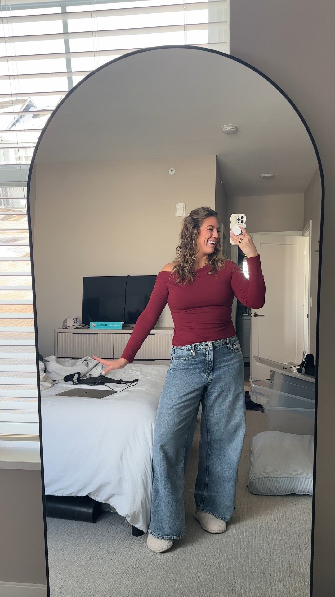 Wearing a large in the long sleeve and I have plenty of room! I recommend true to size  

#LTKootd