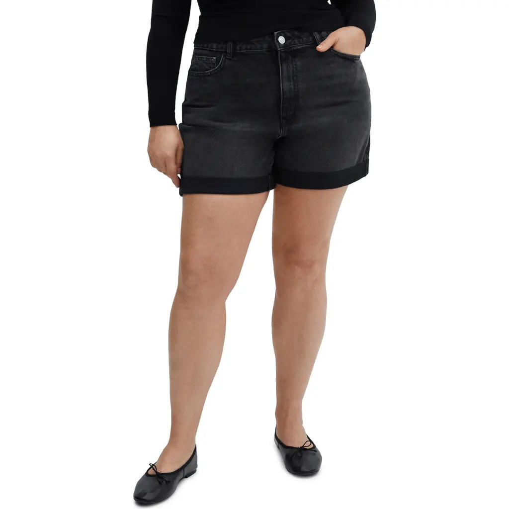 MANGO High Waist Mom Fit Denim Shorts in Black Denim at Nordstrom, Size 1 | Nordstrom