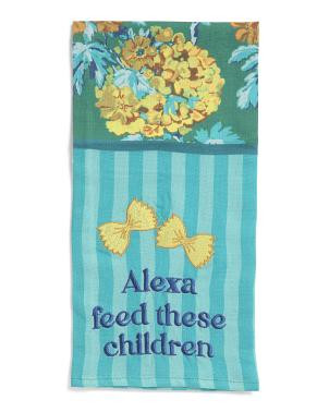 Linen Blend Alexa Feed The Children Dish Towel | TJ Maxx
