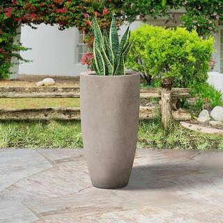 24 in. H Tall Concrete planter, Large Outdoor Plant pot, Modern Tapered Flower pot with Drainage Hole for Garden | The Home Depot