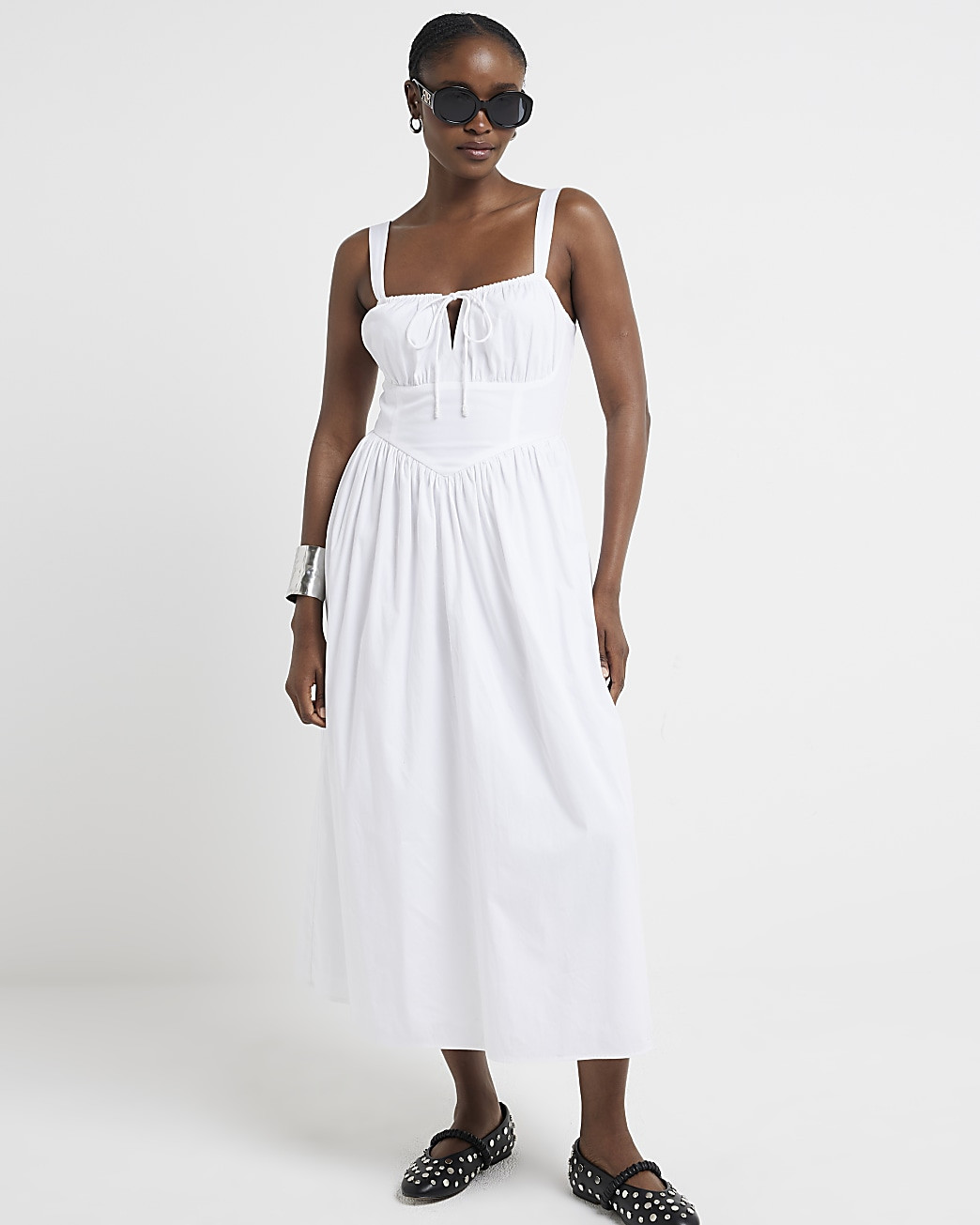 White skater midi dress | River Island (UK & IE)