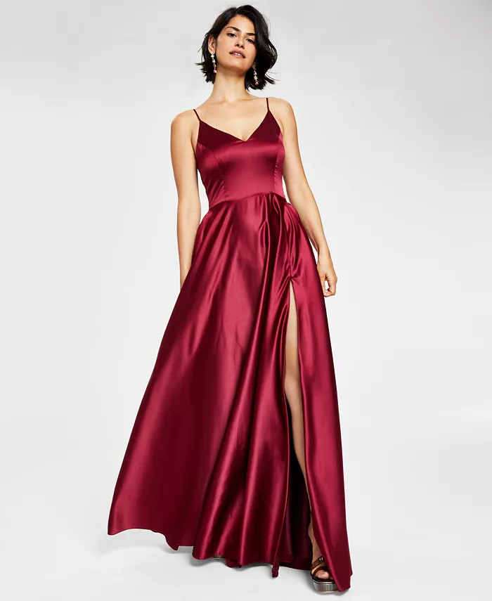 Juniors' V-Neck Satin Gown, Created for Macy's | Macy's