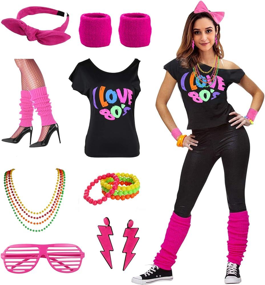 Womens I Love the 80's Disco 80s Costume Outfit Accessories | Amazon (US)