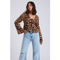 Leopard Tie Front Top | Debenhams UK