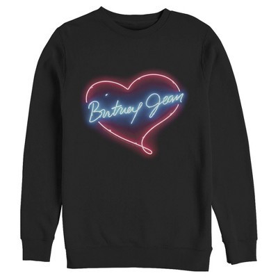 Men's Britney Spears Jean Neon Heart  Sweatshirt - Black - Small | Target