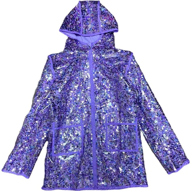 Lola + The Boys | Sequin Magic Rain Zip-Up Jacket, Purple (Multicolor, Size 12Y) | Maisonette | Maisonette