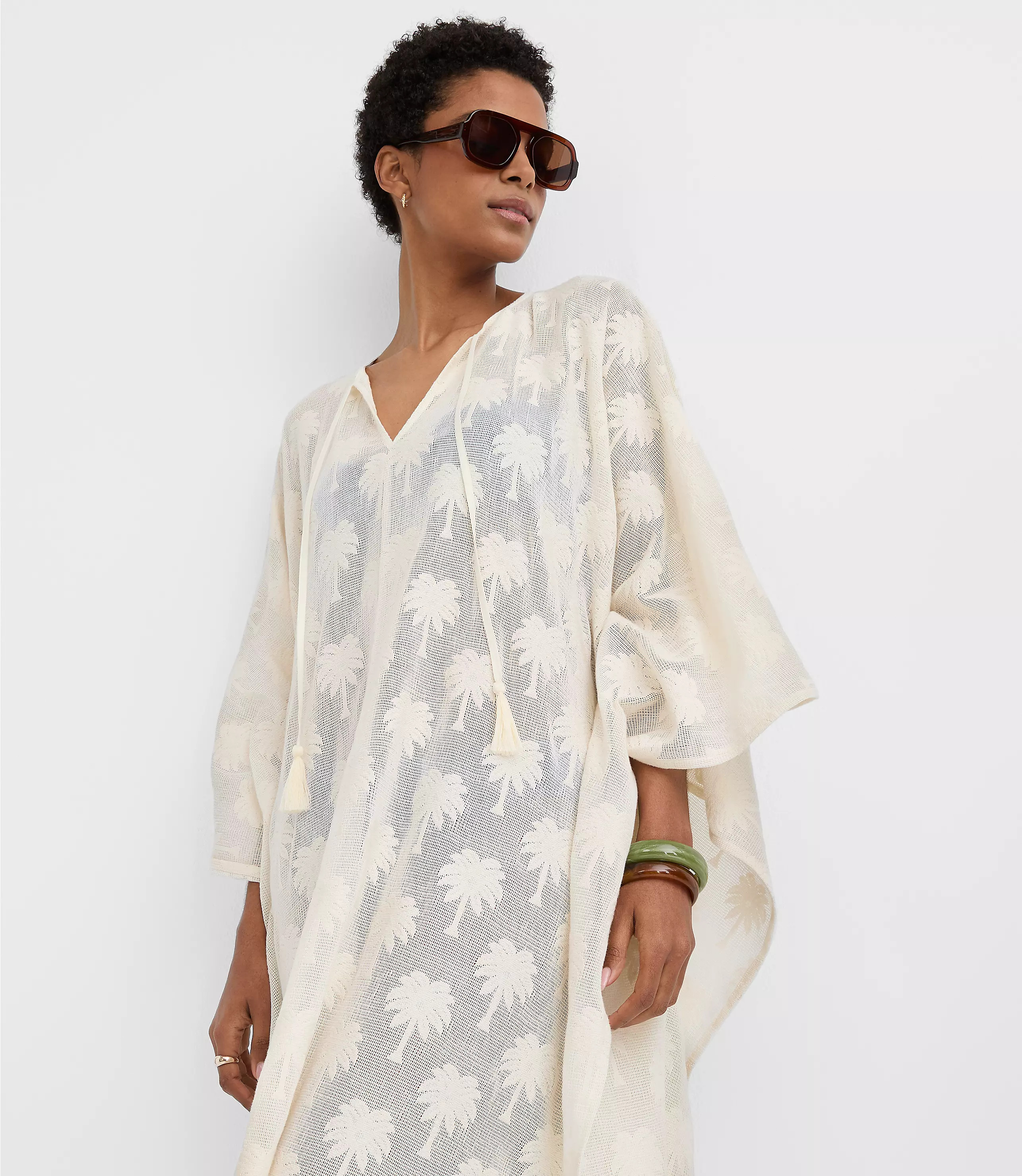 LOFT Beach Palm Mesh Maxi Swimsuit Coverup | LOFT