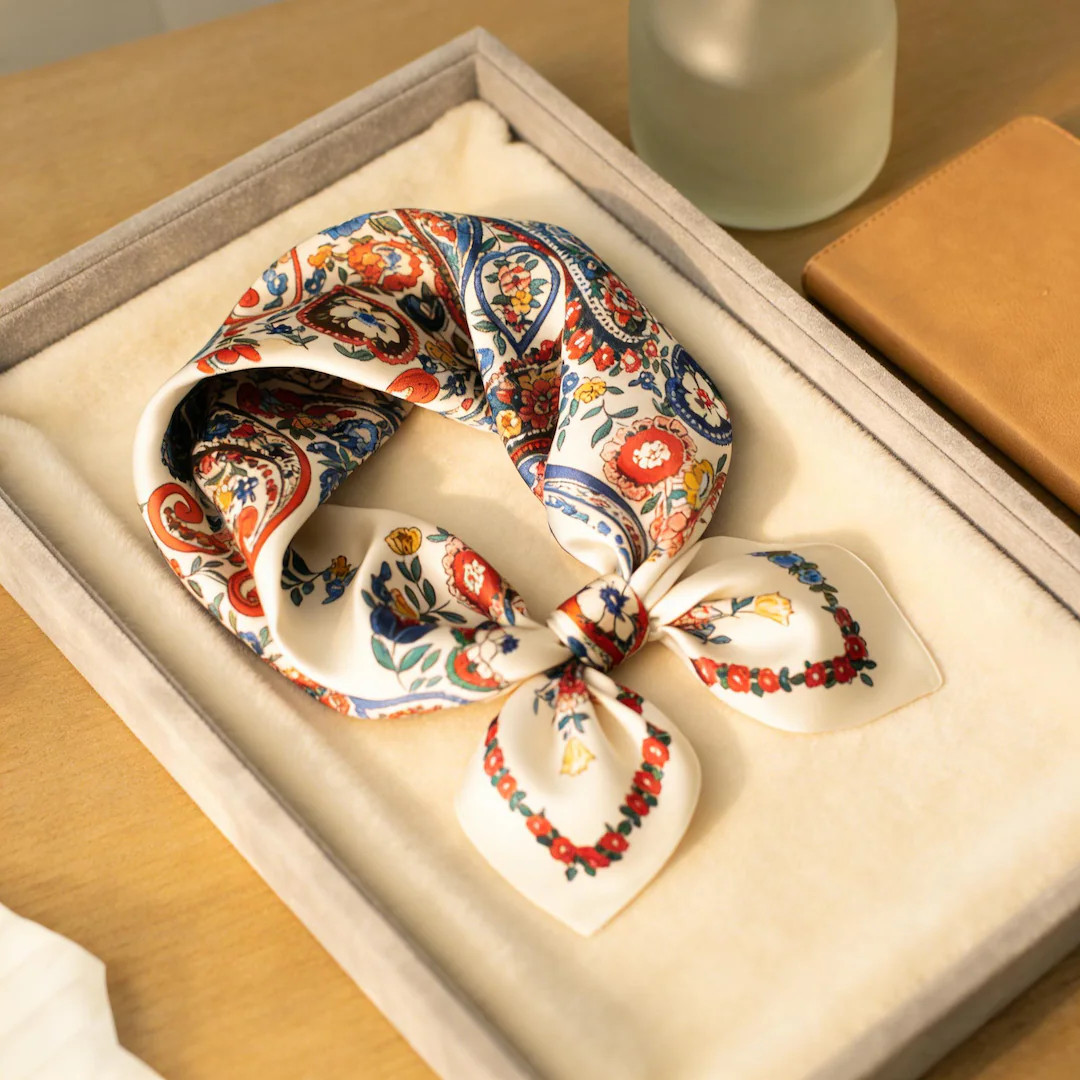 100% Mulberry Silk Scarf - Boho Printed Scarf, Spring Summer Neck Scarf & Headscarf, Multipurpose... | Etsy (US)