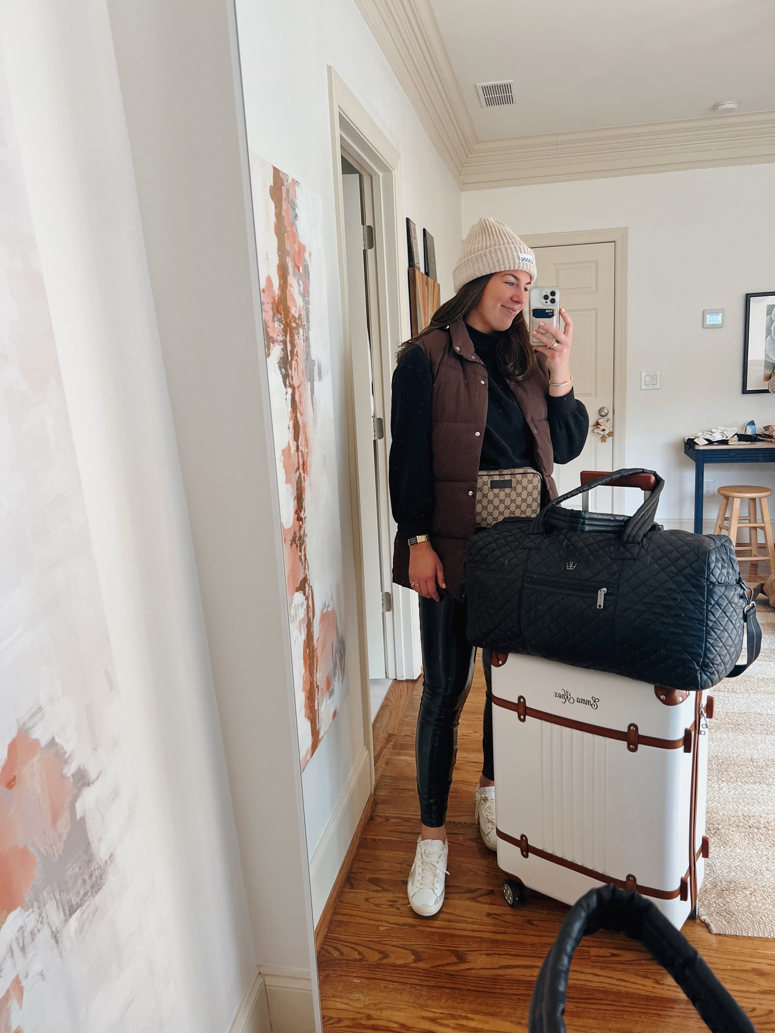travel day featuring my new luggage 🤍🤍🤍 mark and graham ily!! black bag is the oliver thomas 24/7 duffle but i can’t link on here! 

#LTKfit #LTKitbag #LTKtravel