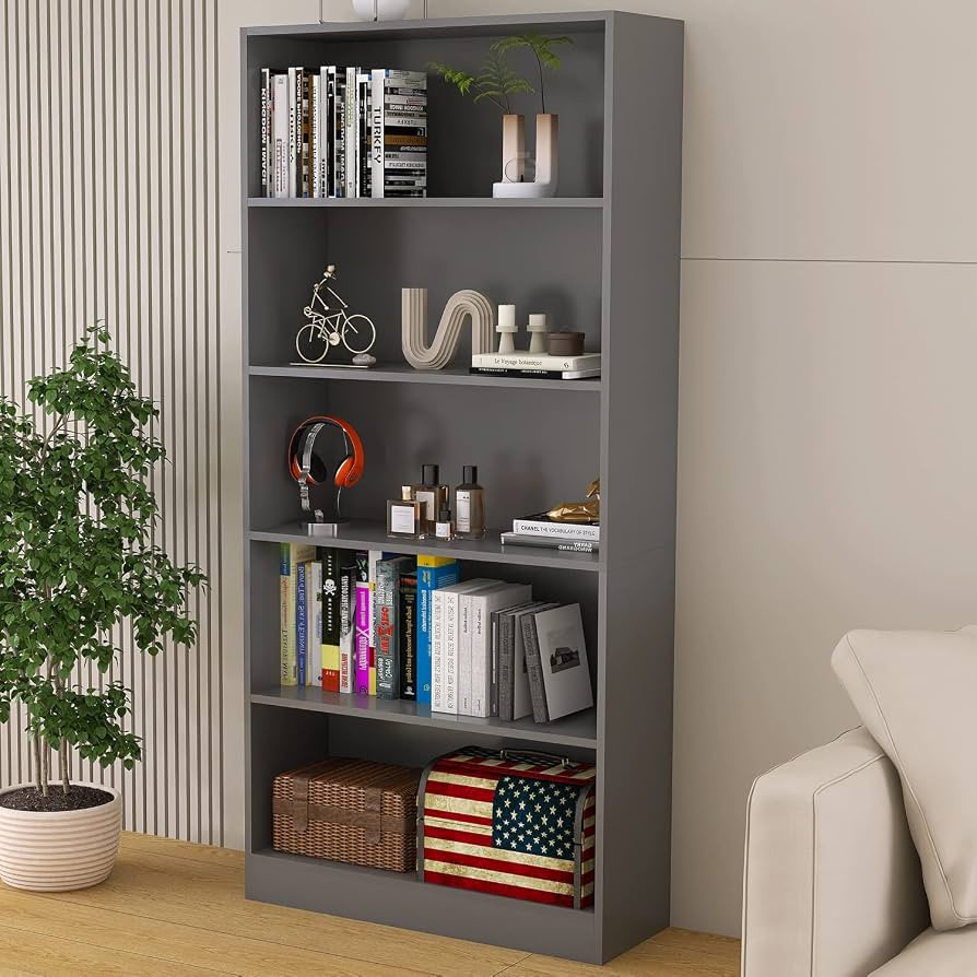 Wood Bookcase 5-Shelf Freestanding Display Shelf Organizer Wooden Bookshelf for Home Office Schoo... | Amazon (US)