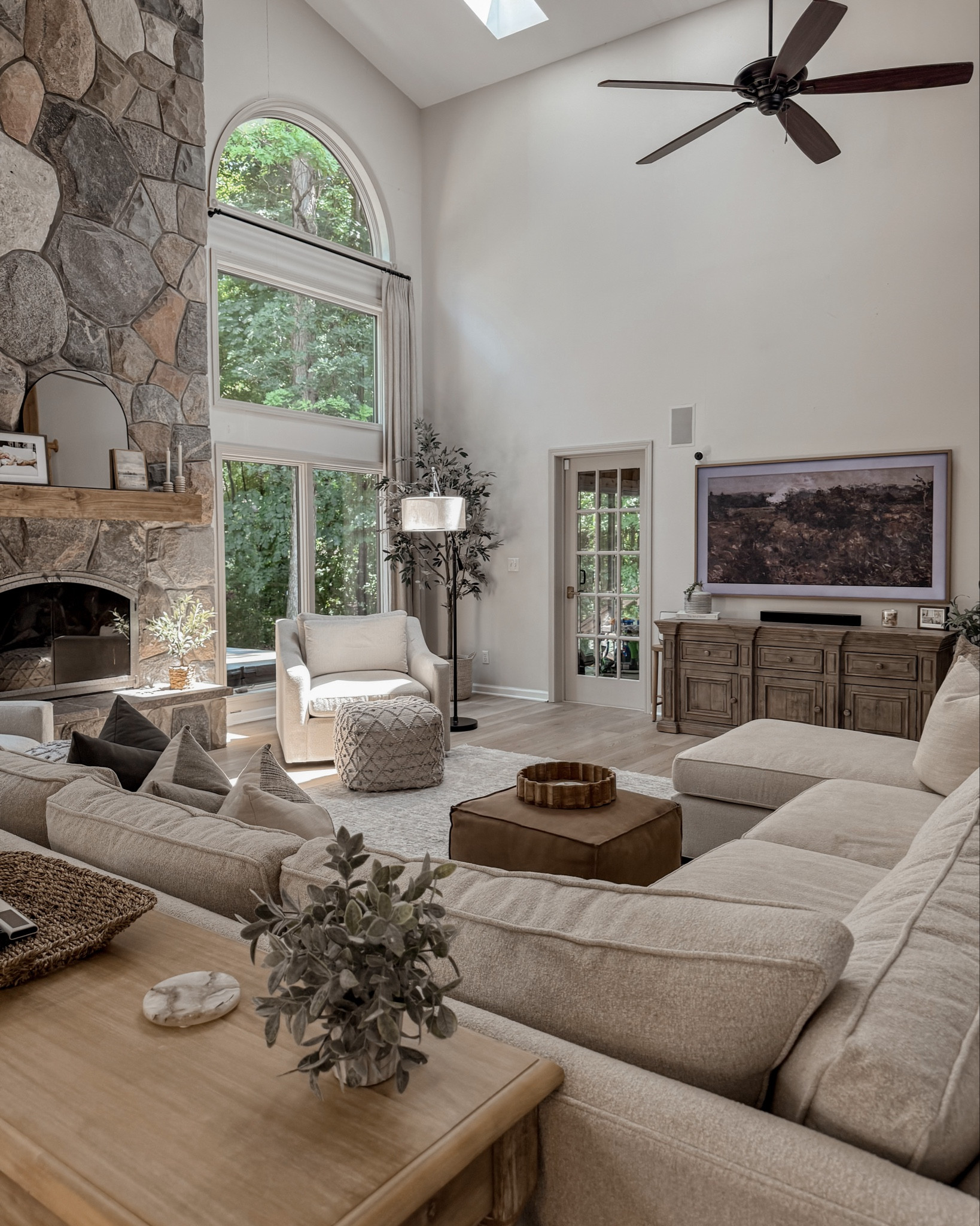 Obsessed with how my living room has finally come together after adding in some new furniture pieces I love! 👏🏻 My new pouf from ARHAUS is so freaking soft and the perfect addition to our living room! I linked all of my favorite decor pieces and furniture picks for you guys to shop! 🫶🏻

 Come stay awhile, Amanda Vernaci, my living room finds, Amanda loves Amazon, home decor finds, affordable home decor  