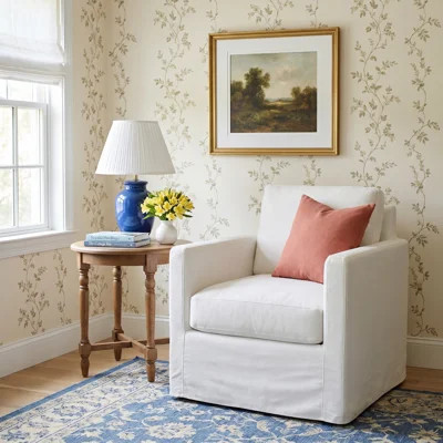 Savannah Cotton Slipcovered Swivel Armchair | Wayfair North America