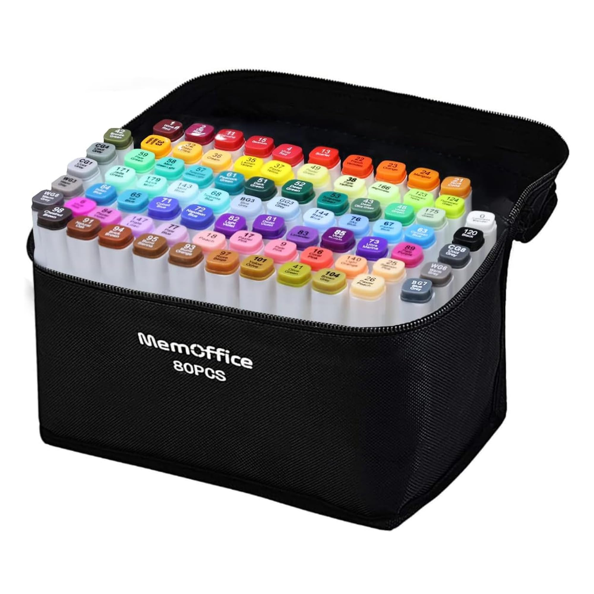 MemOffice 80 Colors Dual Tip Artist Alcohol Markers Set with Carrying Case - Perfect for Coloring... | Amazon (US)