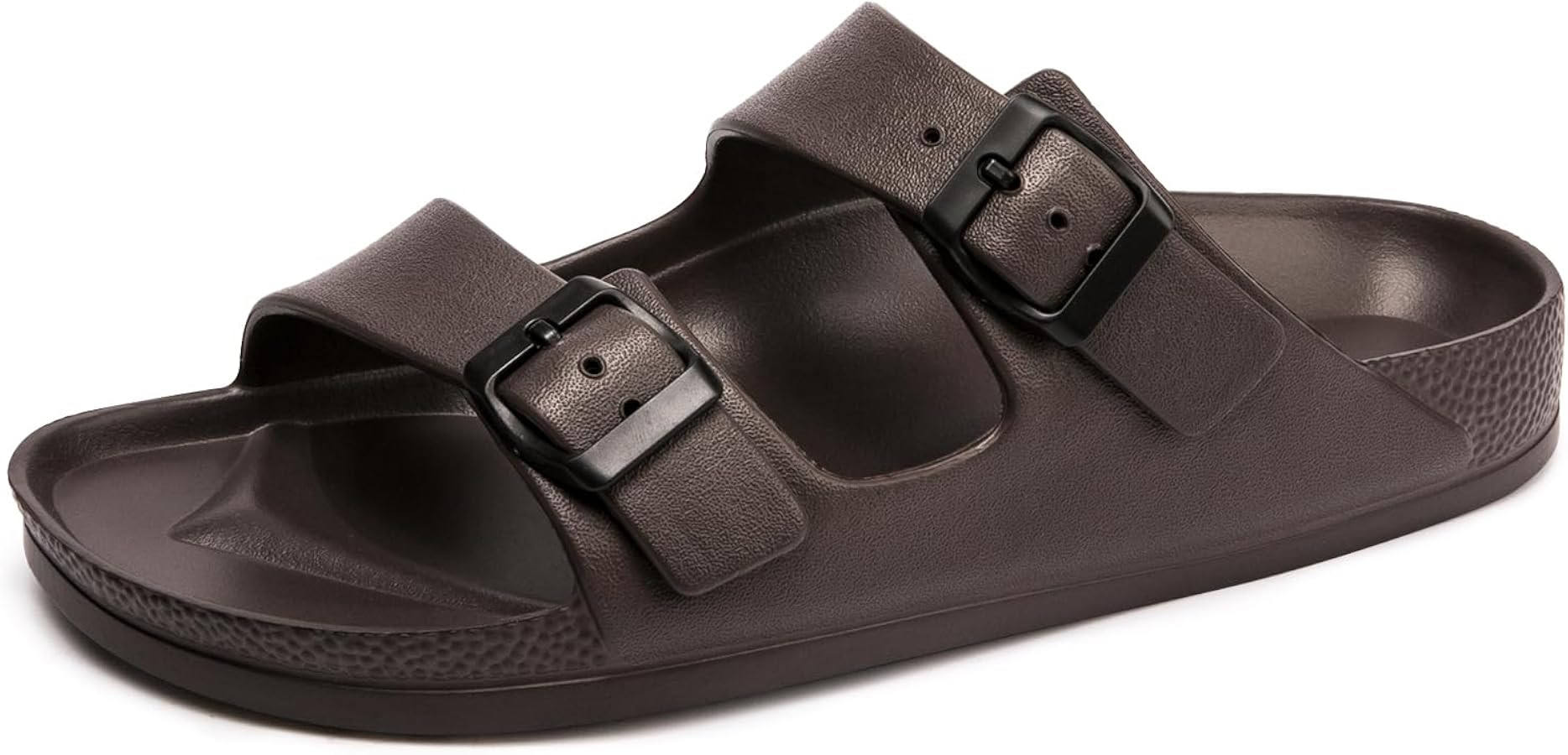 FUNKYMONKEY Women's Comfort Slides Double Buckle Adjustable Plastics Flat Sandals | Amazon (US)