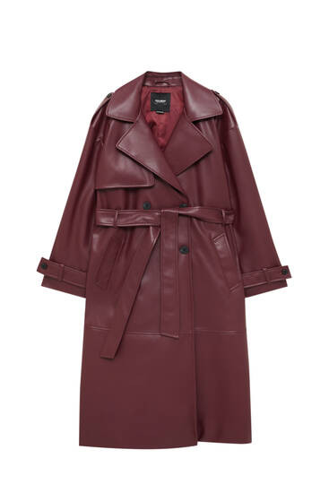 Faux leather trench coat - pull&bear | PULL and BEAR UK
